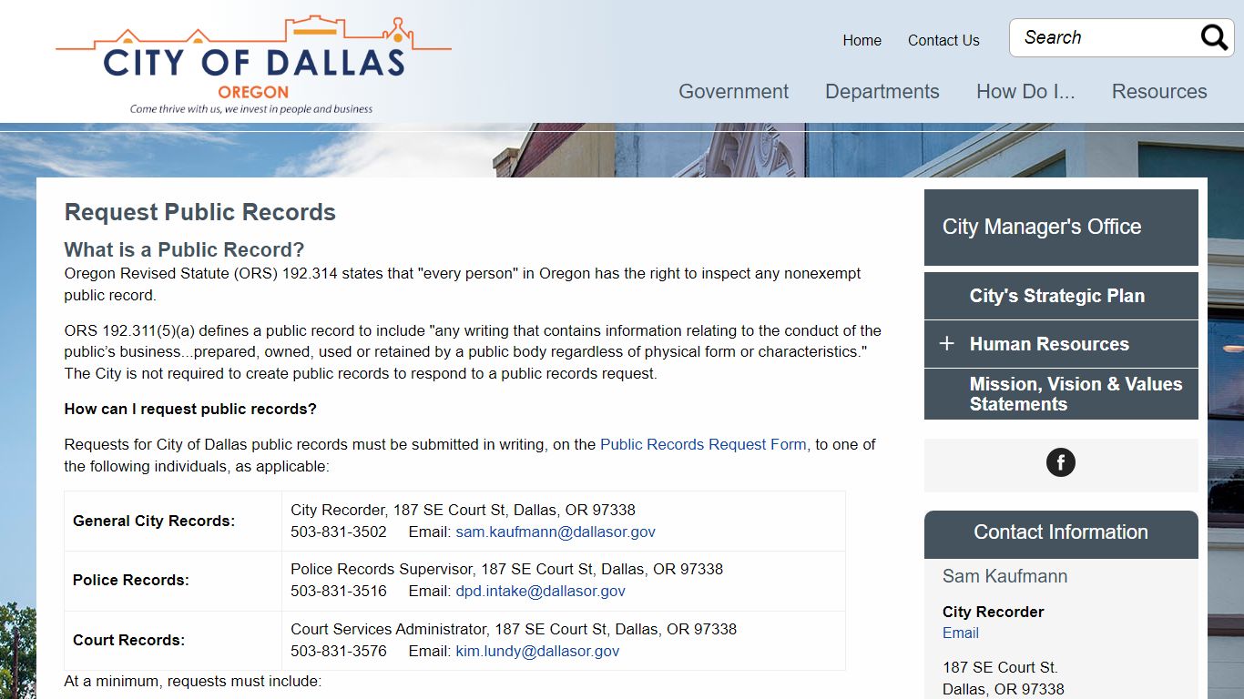 Request Public Records | Dallas Oregon