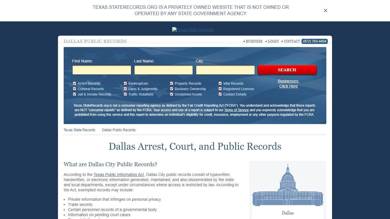Dallas Arrest and Public Records | Texas.StateRecords.org